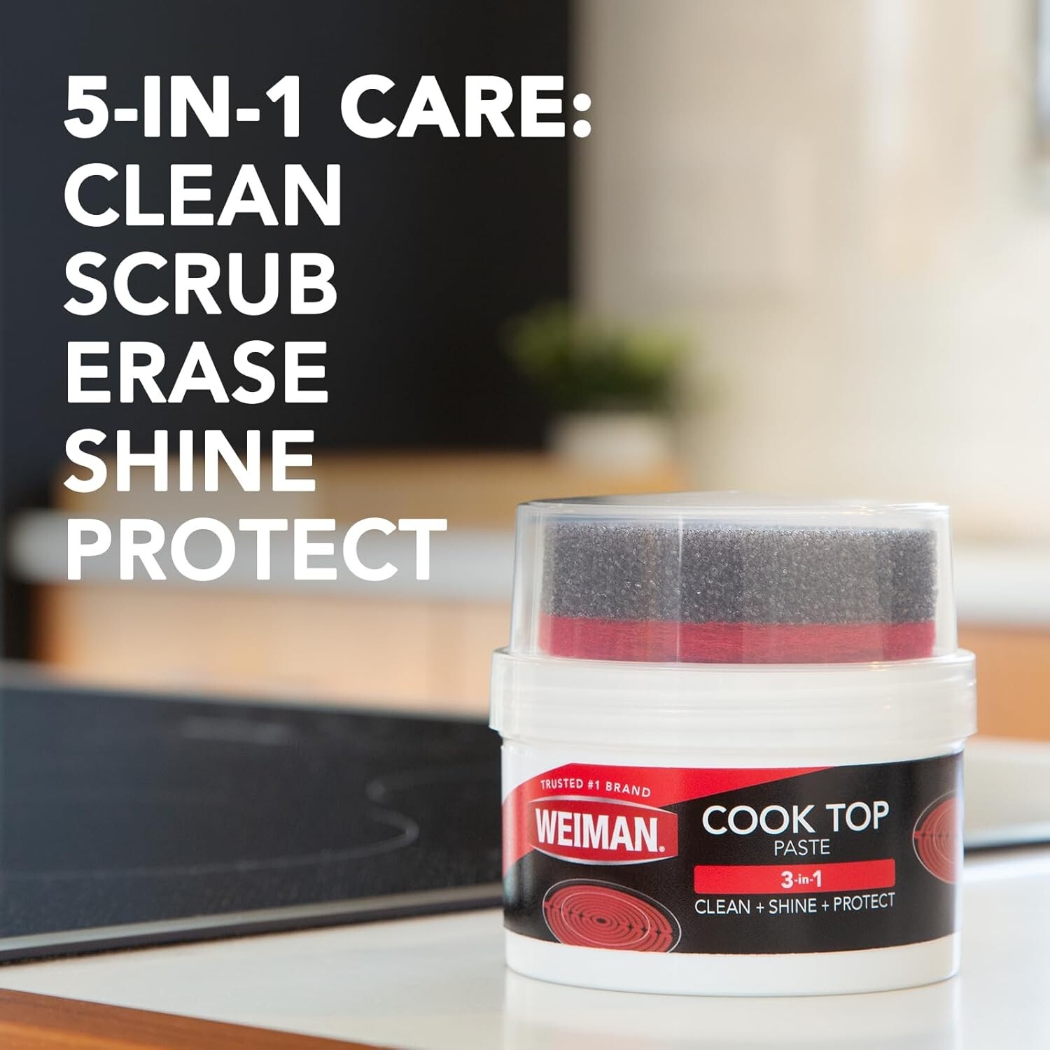 Weiman Cooktop Cleaner Paste, Easily Remove Burned-On Food, Grease and