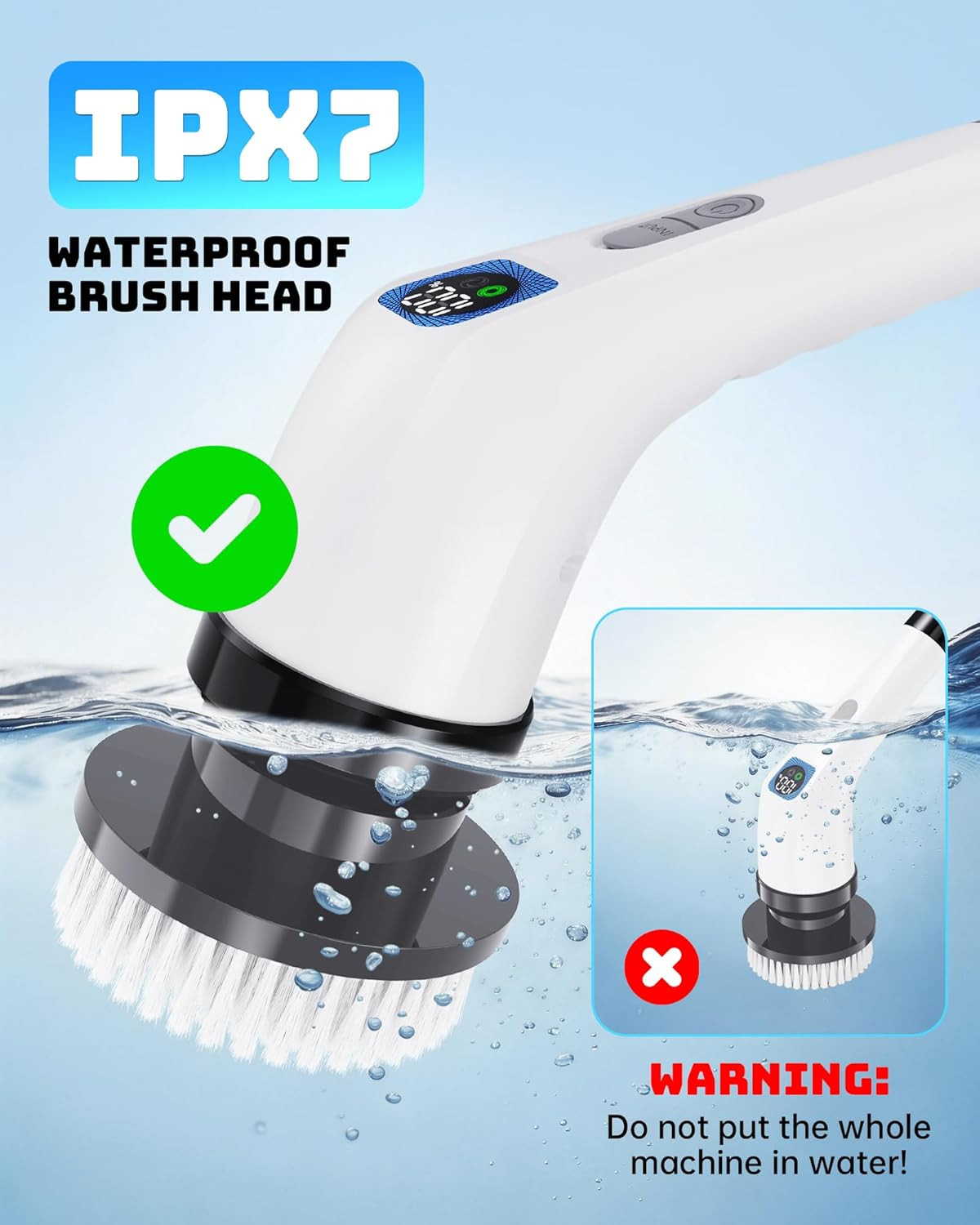 Electric Spin Scrubber for Bathroom | Shower Cleaner Brush with Long Handle | Du