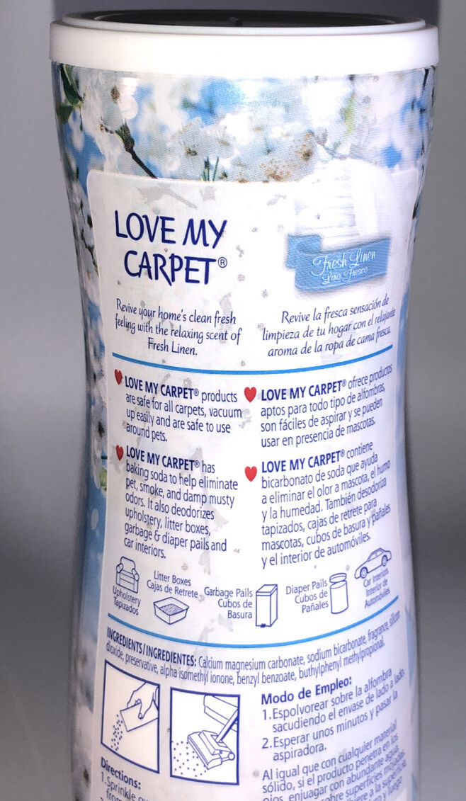 LOVE MY CARPET Rug Carpet Deodorizer FRESH LINEN Pet Odor 17 oz-NEW-SHIPS N 24 H