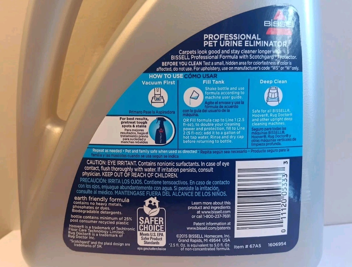 Bissell Professional Pet Urine Eliminator 2x Scotchguard Protector 2015 48 fl oz