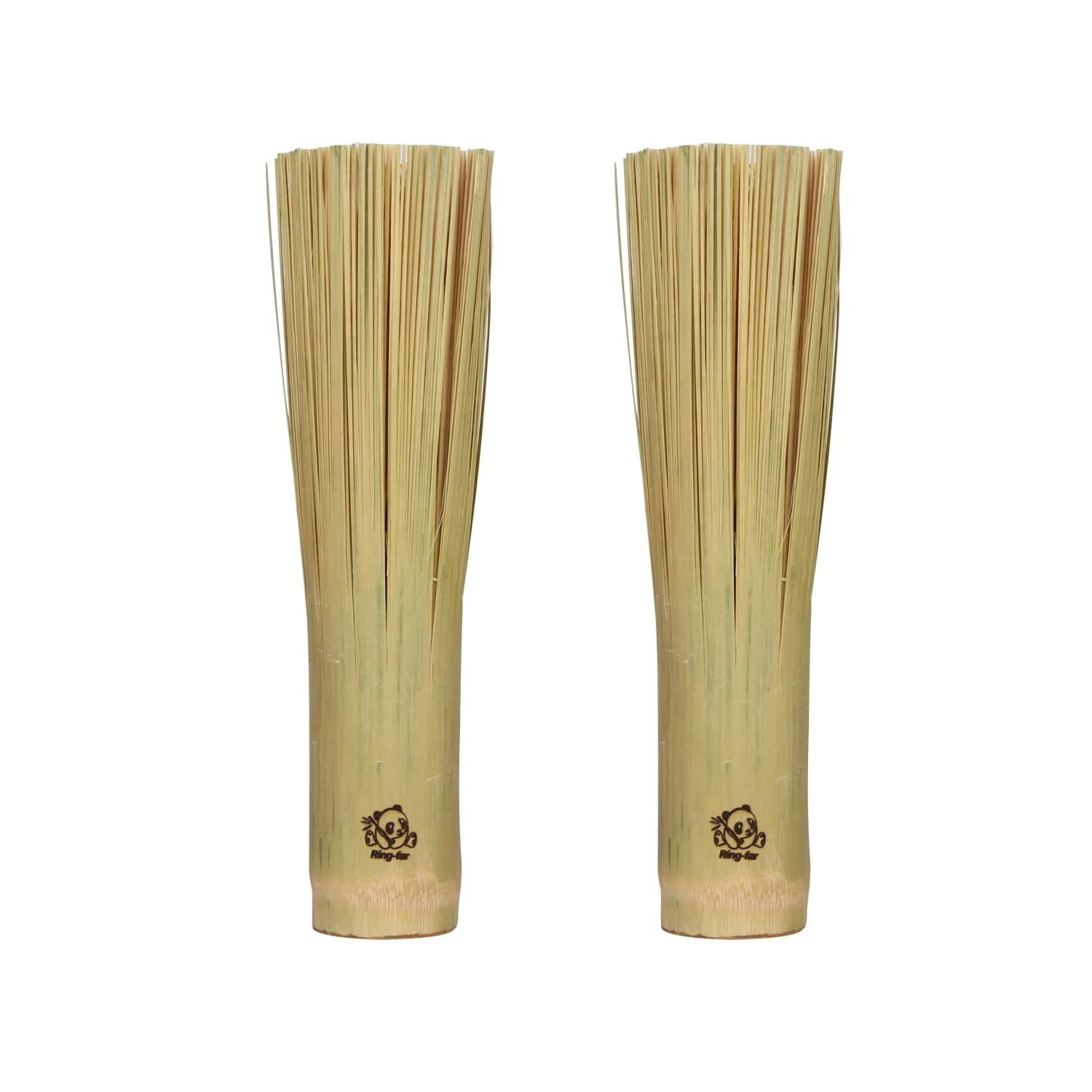 2 Pack Upgraded Bamboo Wok Brush – Long Handle Natural Scrubber for Cast Iron…