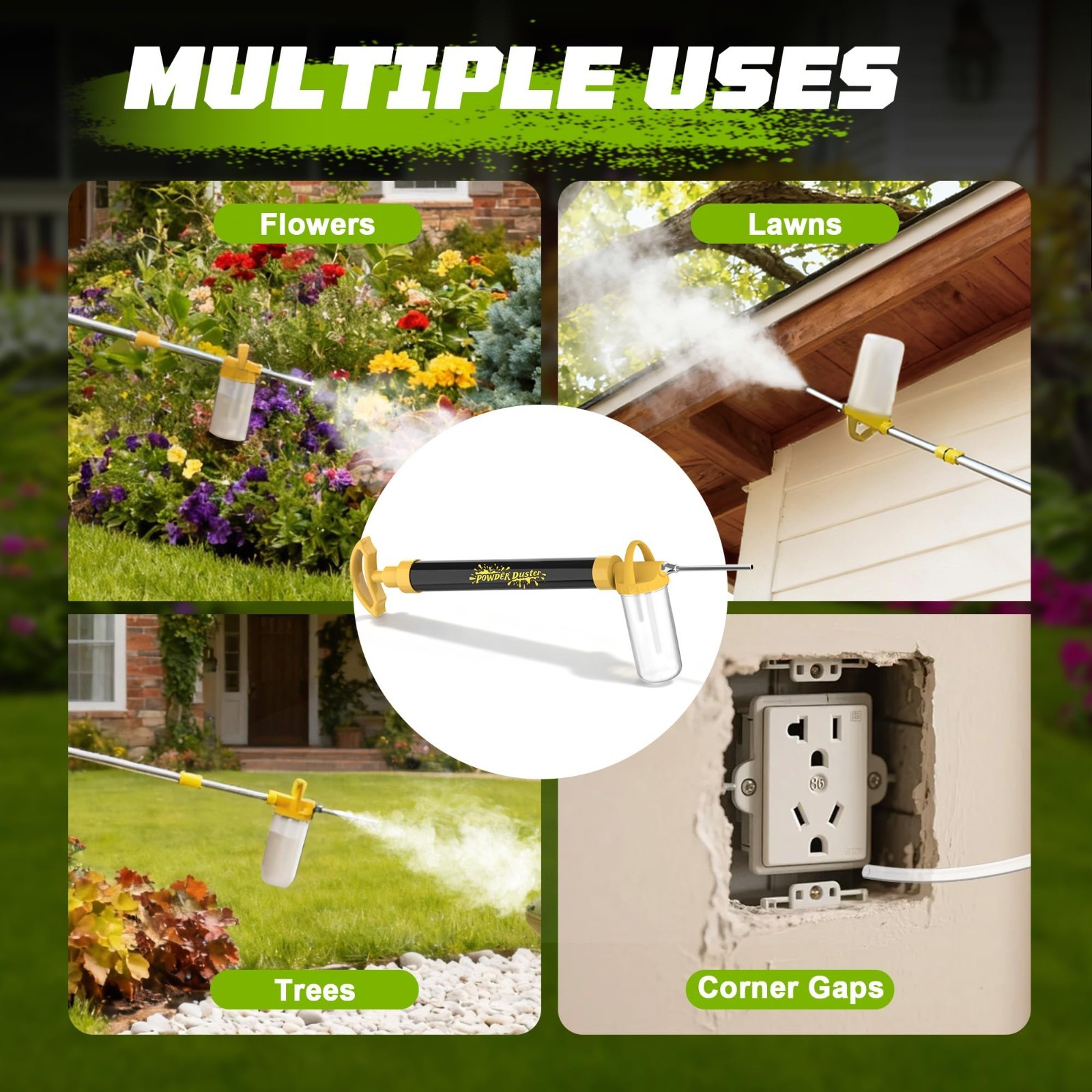 Diatomaceous Earth Duster – Upgraded 4FT Adjustable Powder Sprayer for Indoor/Ou