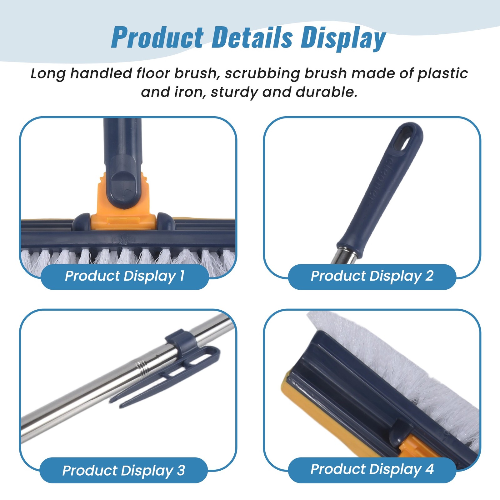 Long-Handled Floor Brush, Multi-Functional Scraping and Cleaning Brush,9833