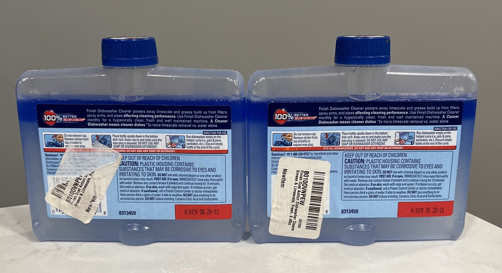 2 X Finish Dual Action Dishwasher Cleaner Fight Grease Limescale Fresh 8.45oz