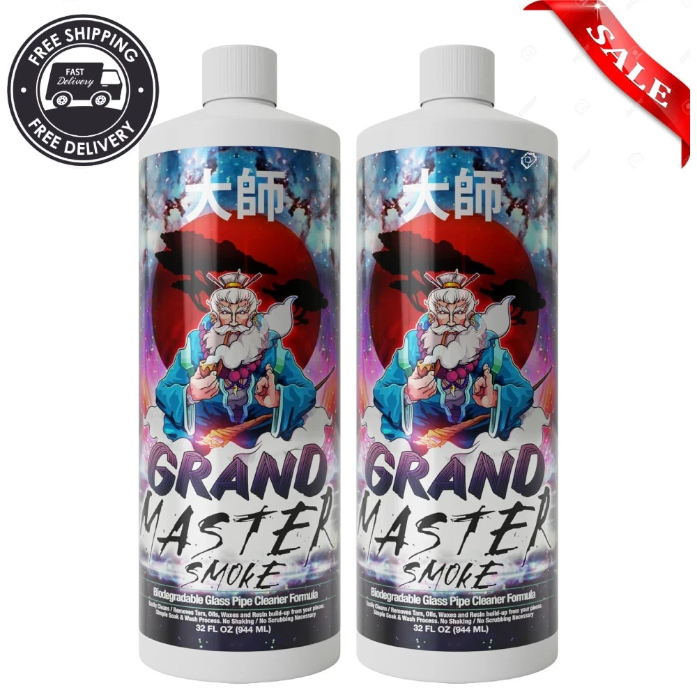 GRAND MASTER SMOKE 64oz / 2 Pack Soak & Wash Bundle Glass Pipe Cleaner