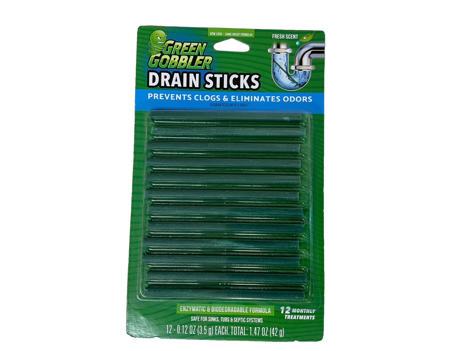 Green Gobbler BIO-FLOW Drain Strips – 12 PAC (Drain Cleaner & Deodorizer)