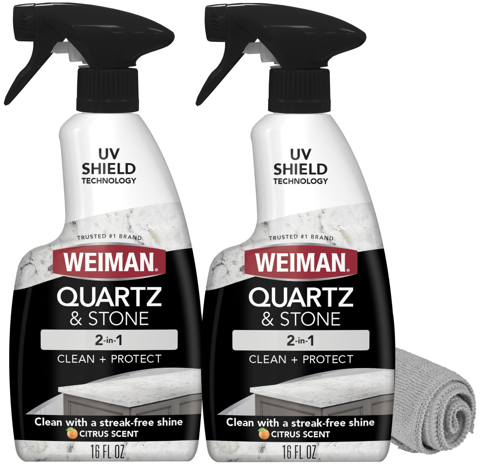 Weiman Quartz Countertop Cleaner and Polish (2 Pack w/Micro Towel) Clean and