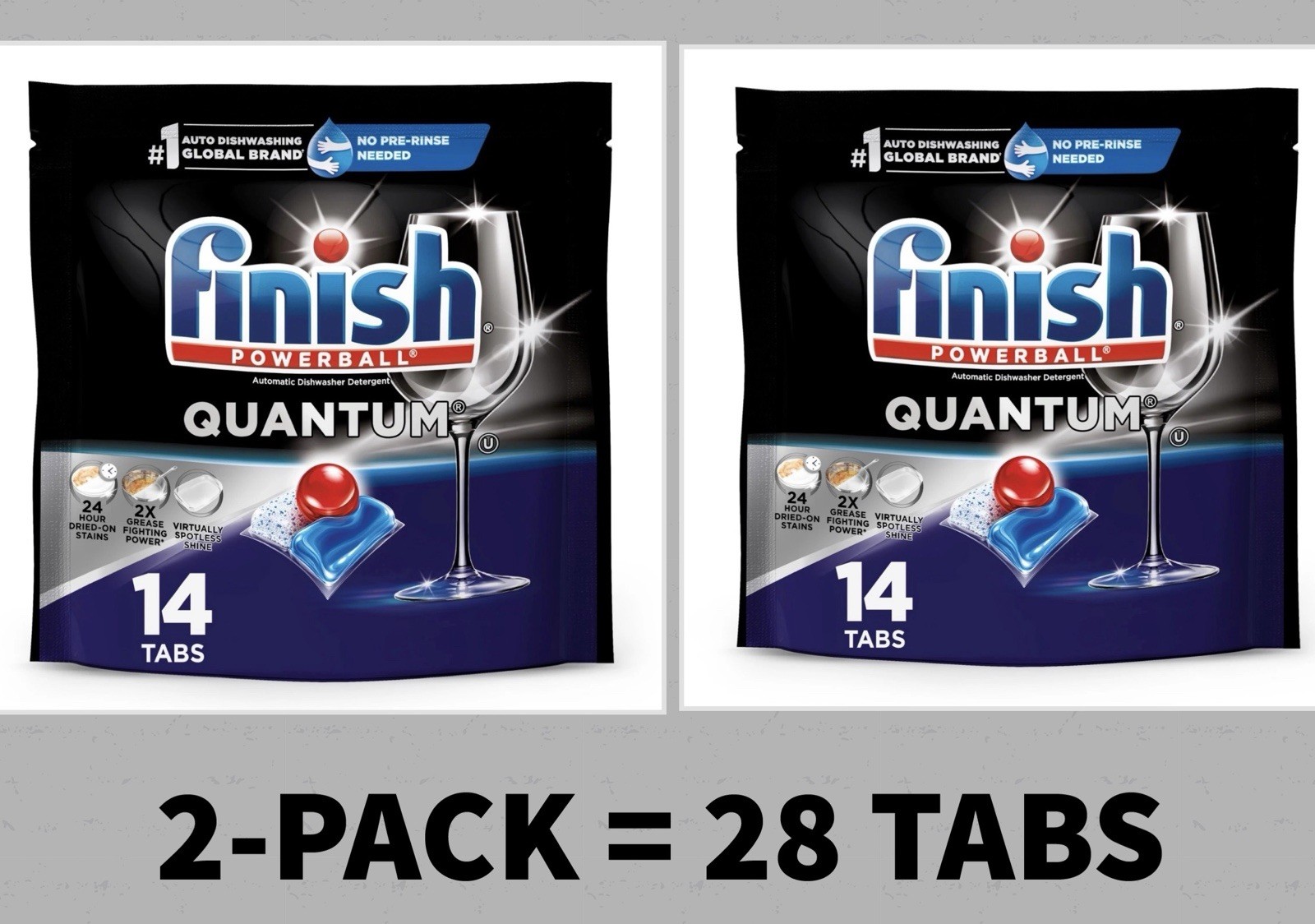 🔥(2-PACK) Finish Quantum Advanced Dishwasher Pods Dishwashing Detergent 28 Tabs