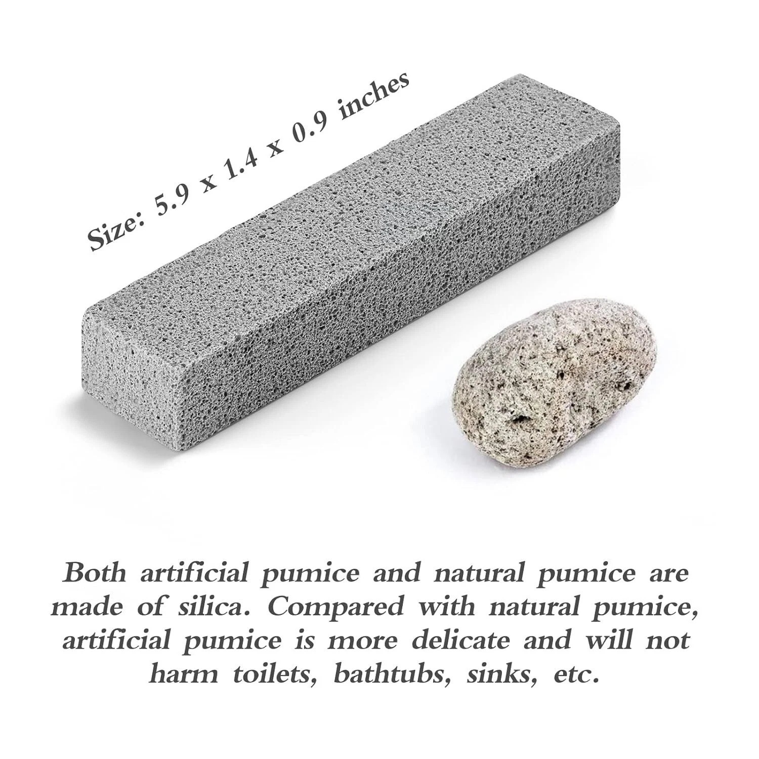 6/12-Pack Pumice Stones for Cleaning – Toilet Bowl Cleaner (Gray)