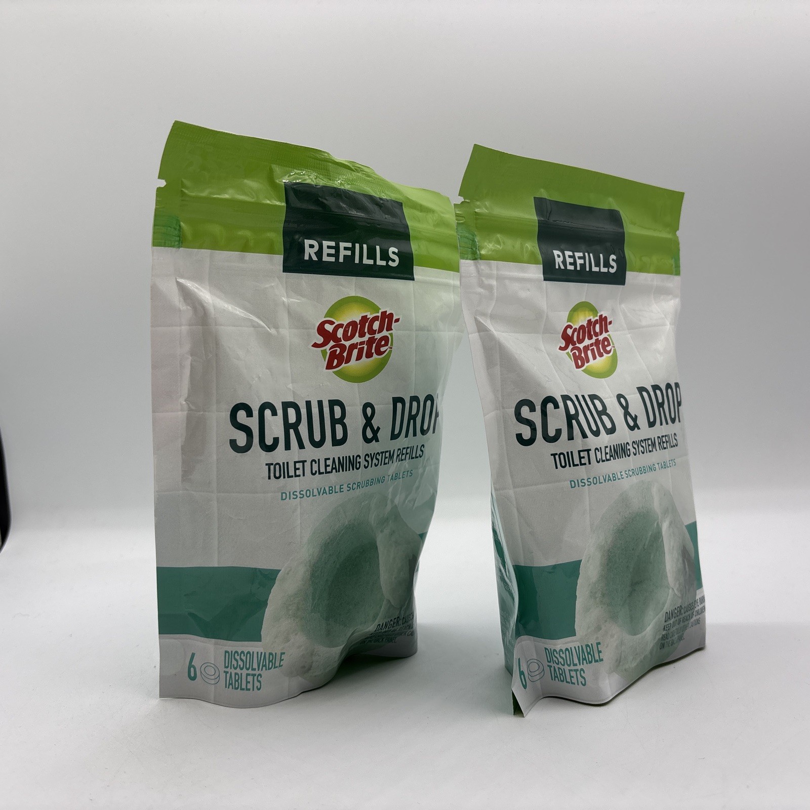Scotch-Brite Scrub and Drop Toilet Cleaning Tablets 6 Dissolvable Scrubber Lot 2