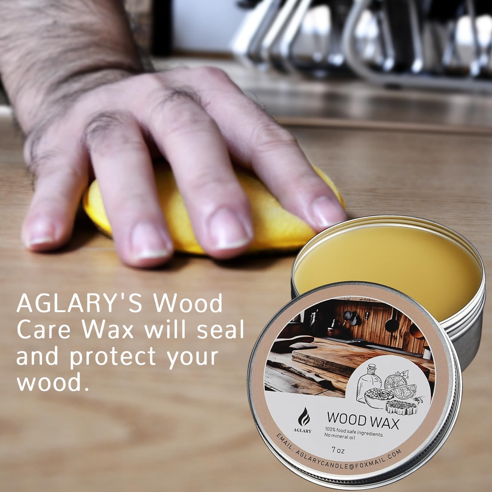 AGLARY 7oz Beeswax for Cutting Boards, Wood Butter Cutting Board Wax – Natura…