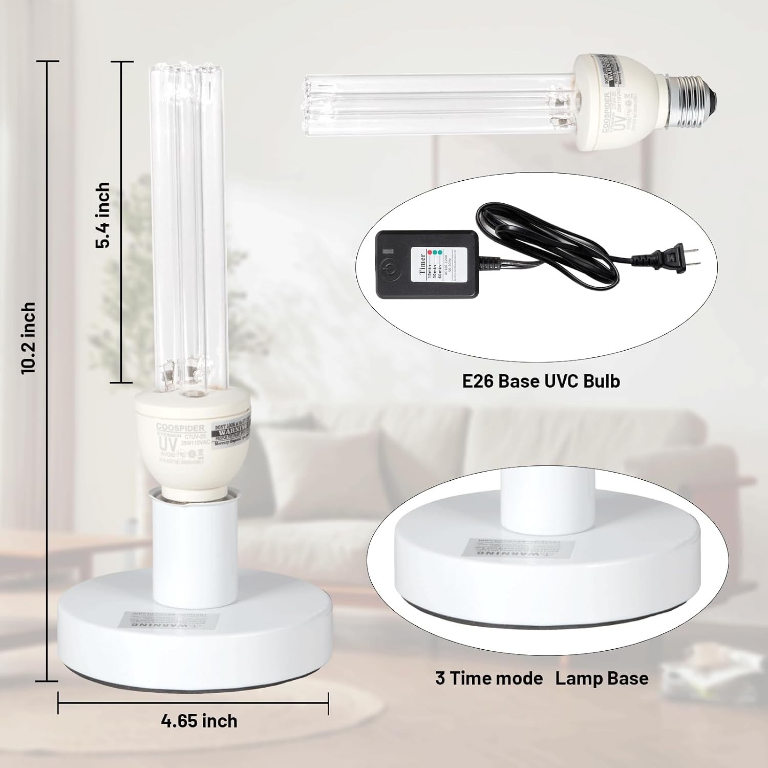 Bedroom/Kitchen/Bathroom UV Light – 25W E26 Base
