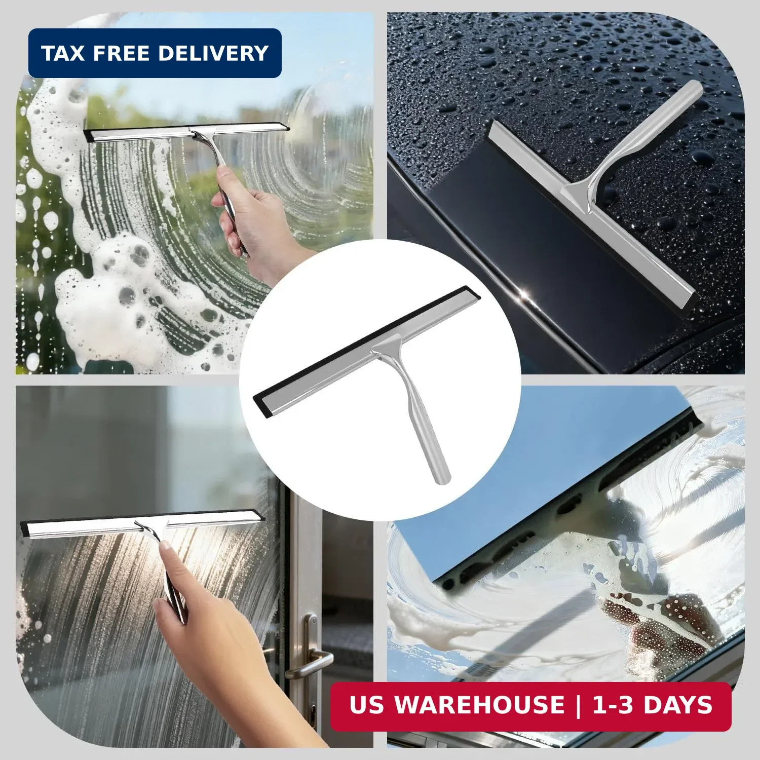 Squeegee for Shower Glass, 10-Inch Shower Squeegee for Glass Doors, All-Purpose