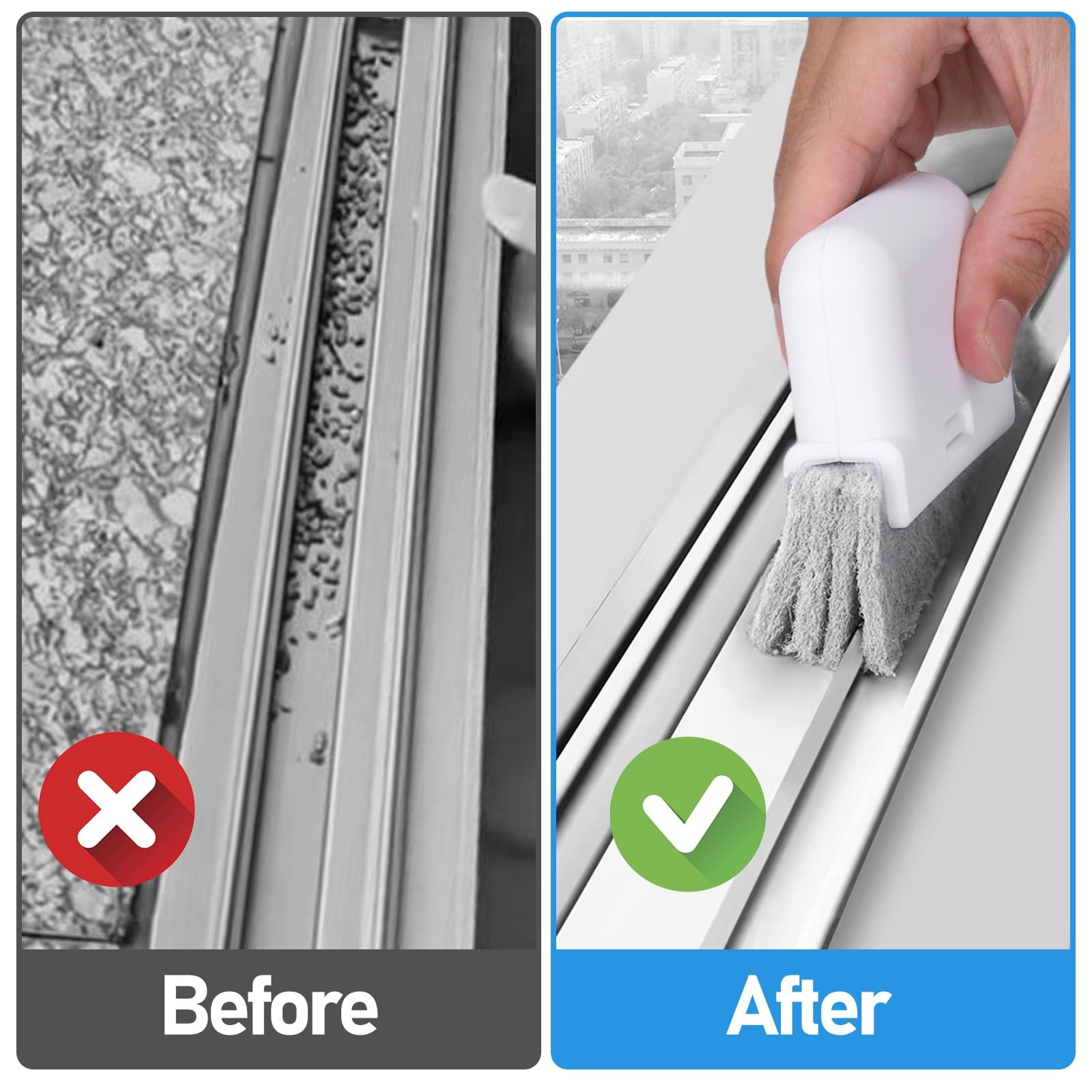 Window Track Cleaner Set, Window Groove Cleaning Brush Tools, 7 Pieces
