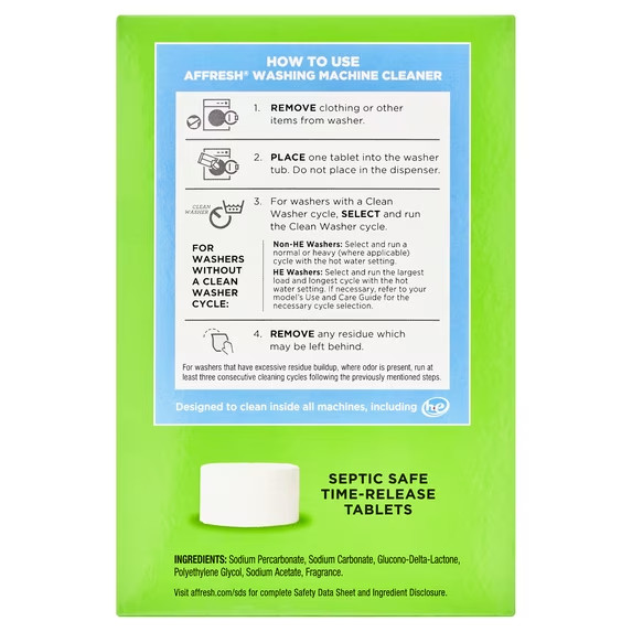 Affresh Washing Machine Cleaner Tablets 5 Count Removes Odor & Grime Value Pack