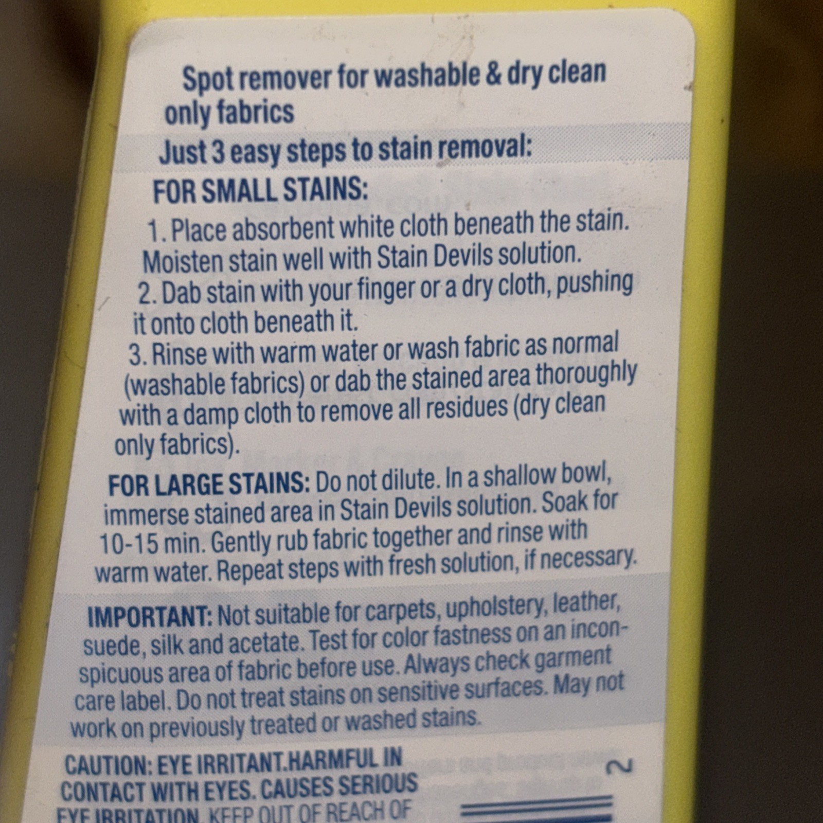 NEW Carbona Stain Devils Spot Remover for Motor Oil Tar and Lubricants 1.7 oz