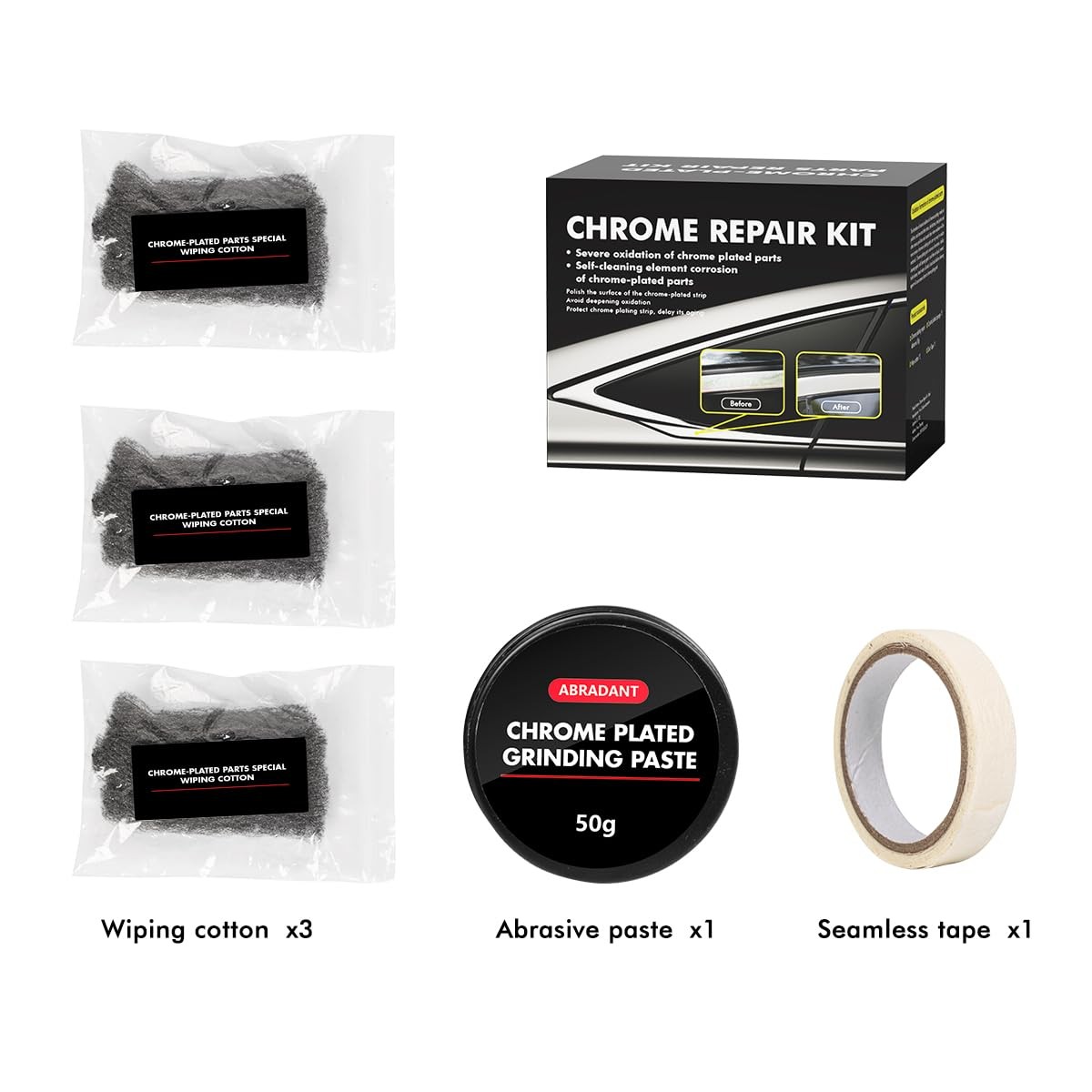 Metal Polish Restorer and Protectant, Chrome Cleaner and Polish for Cars, Remove