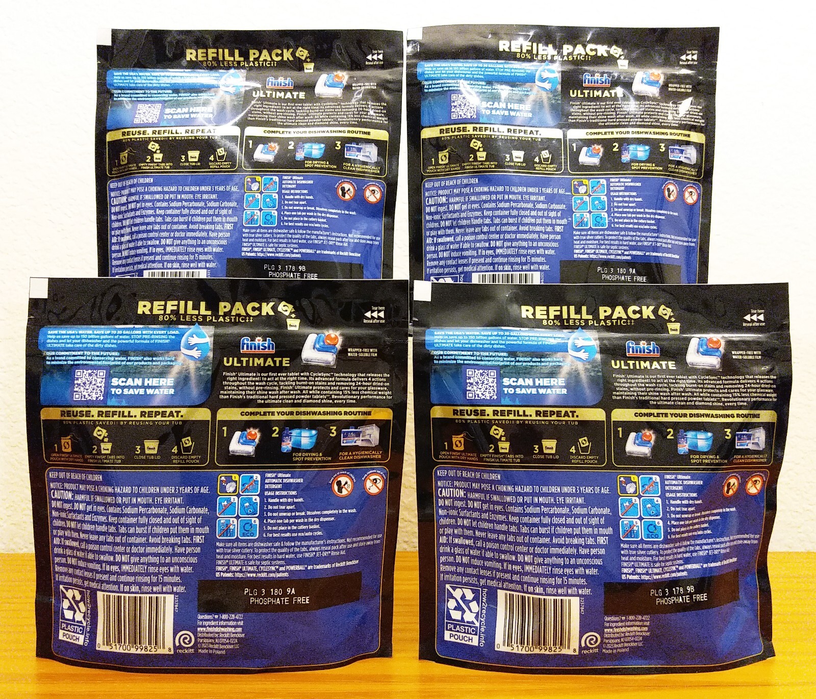 Lot of 4 Finish Powerball Dishwasher Detergent, ULTIMATE, 11 Tabs, 4.4 oz