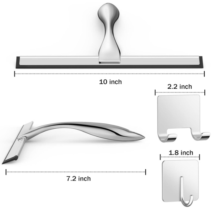 Limpiador de ducha acero inoxidable 25cm con 2 ganchos adhesivos multiusos