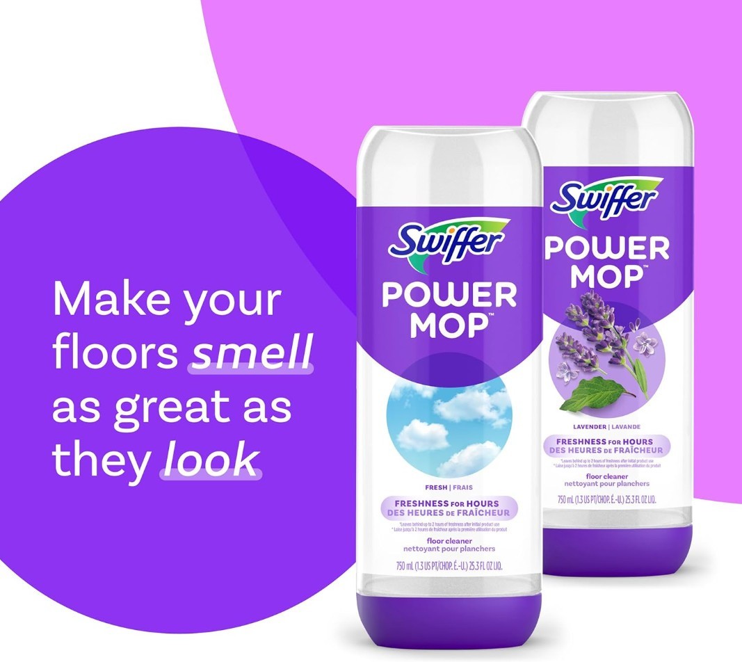 Swiffer Power Mop Floor Cleaning Solution Fresh Scent Floor Cleaner,25.3 oz, 2x.