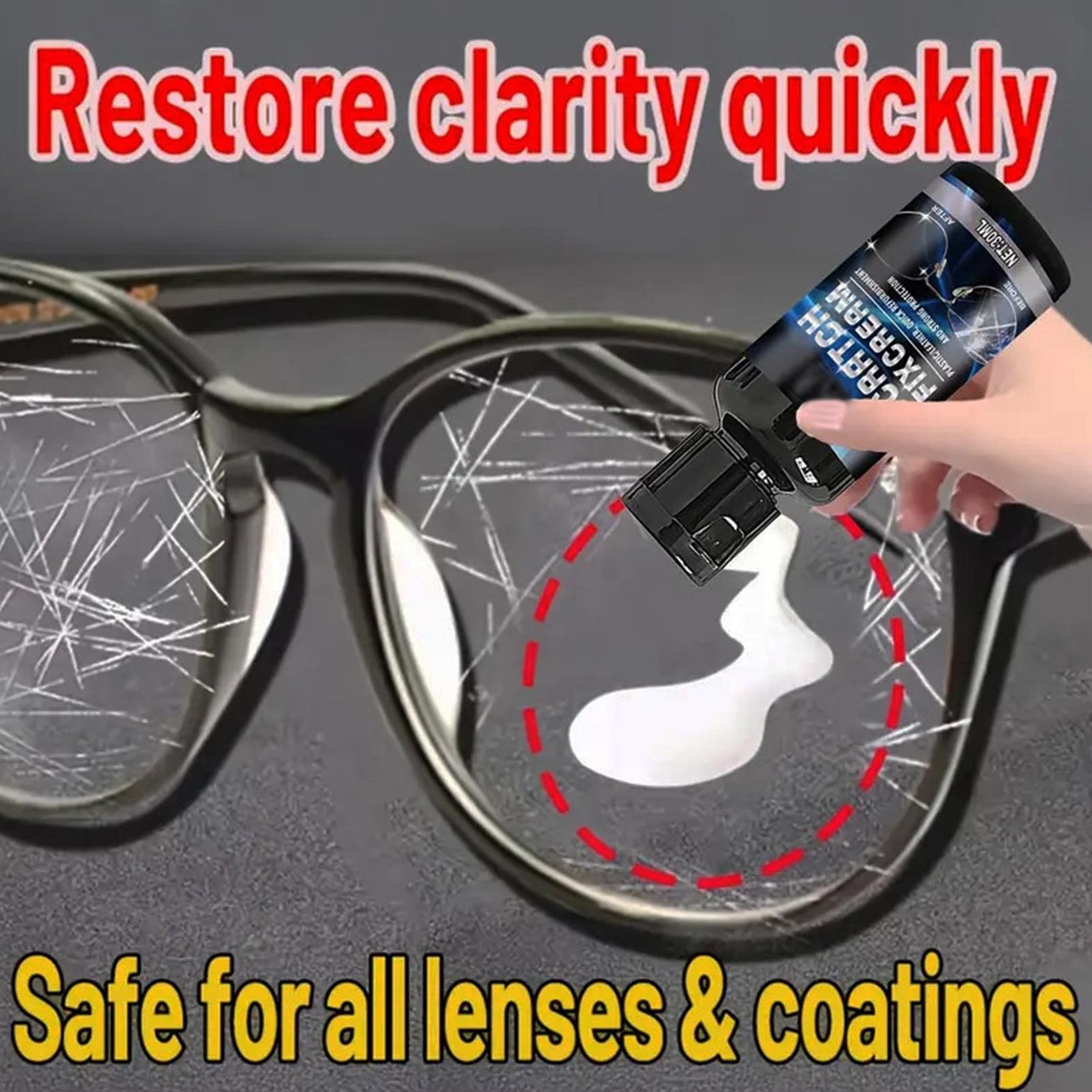 Glasses Lens Scratch Remover Liquid Cleaner Polishing Lens Scratch Remover