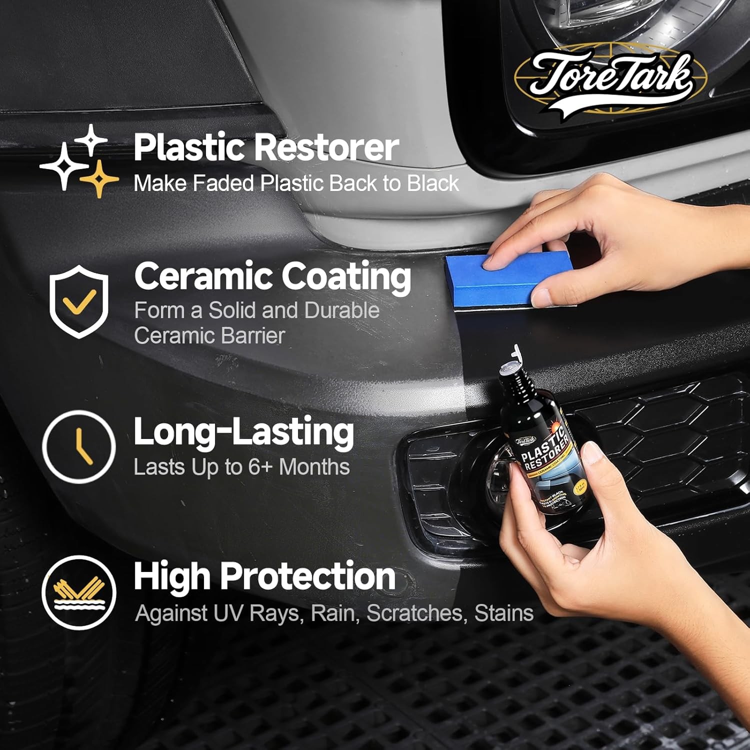 Plastic Restorer for Cars, Not a Dressing, Black Trim Restorer, Ceramic Crystal