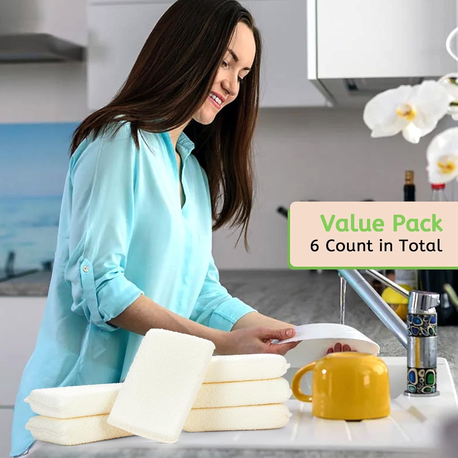 Practical Matter Kitchen Sponge, Organic Cotton Fiber All-Purpose Dish Sponges