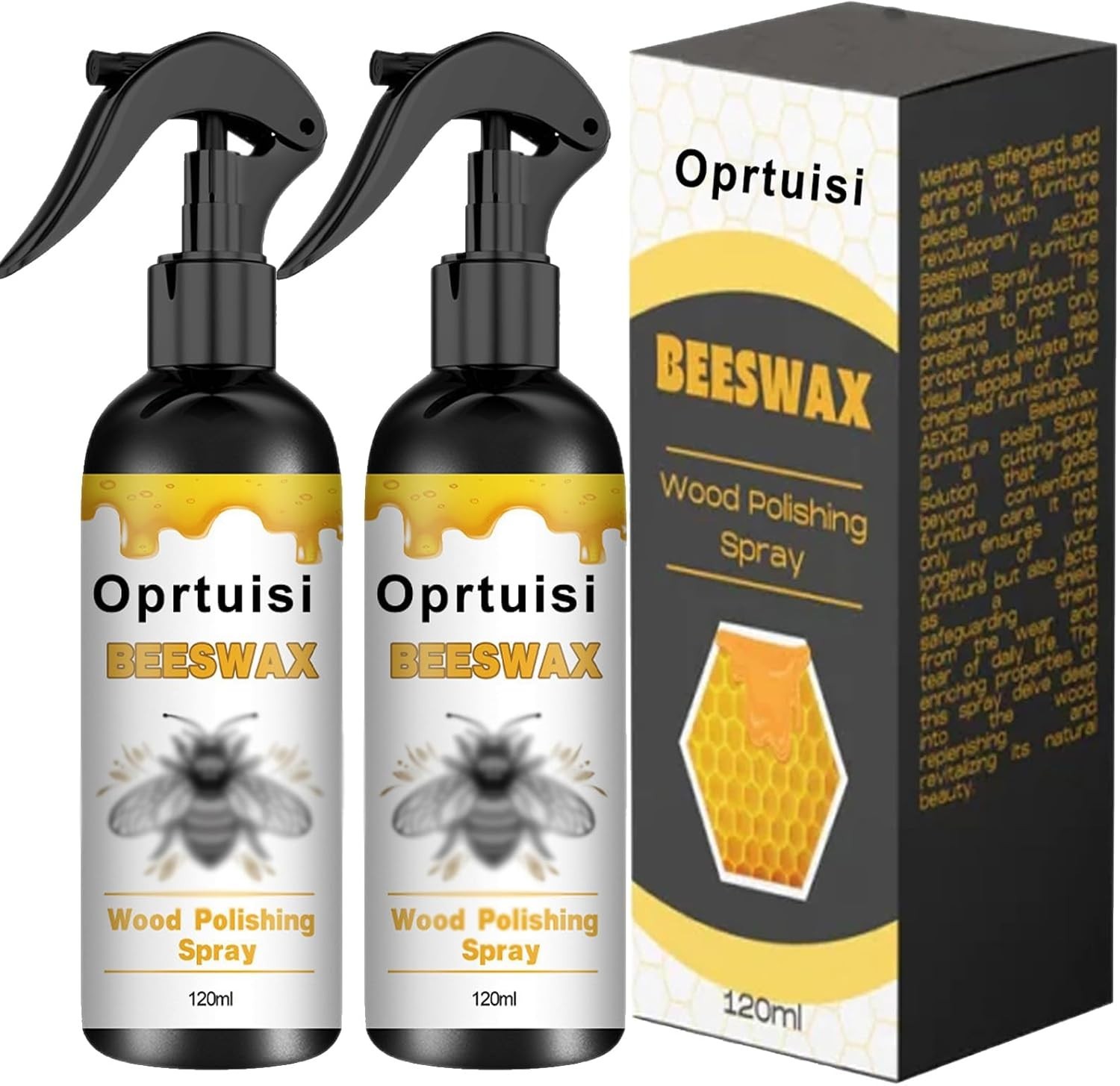 2-Pack Natural Beeswax Wood Polish Spray – Enhance & Protect Furniture Naturally