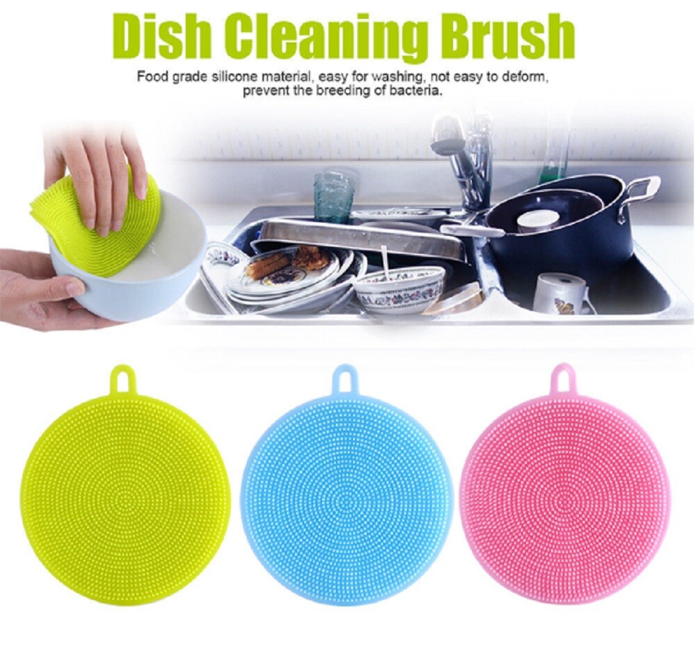 3PC Multifunction Silicone Dish Washing Cleaning Brush Kitchen Home Cleaner Tool