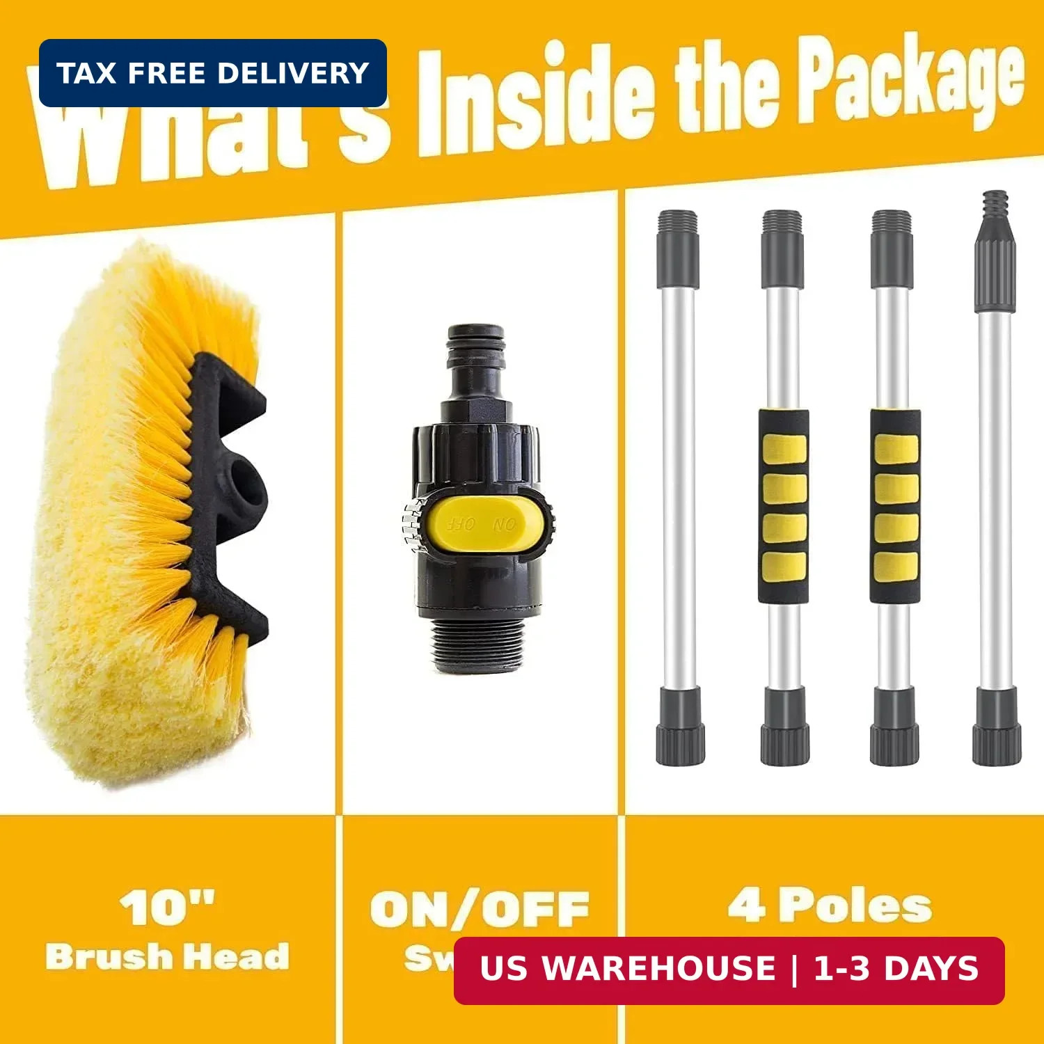 62″ Car Wash Brush with Long Handle Soft Bristle Car Cleaning Brush for Washing