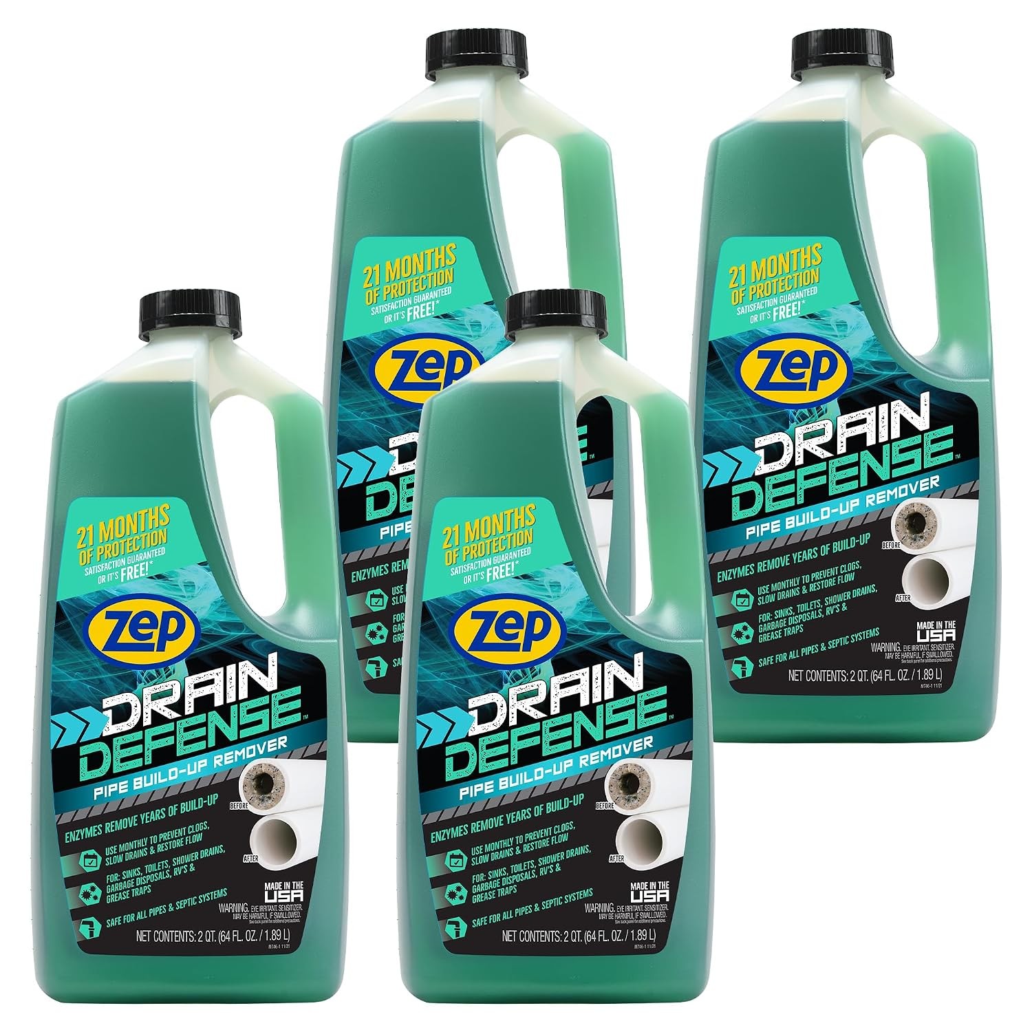 Pipe Build Up Remover 64 fl oz Zep Drain Defense Build Up Remover Drain Cleaner