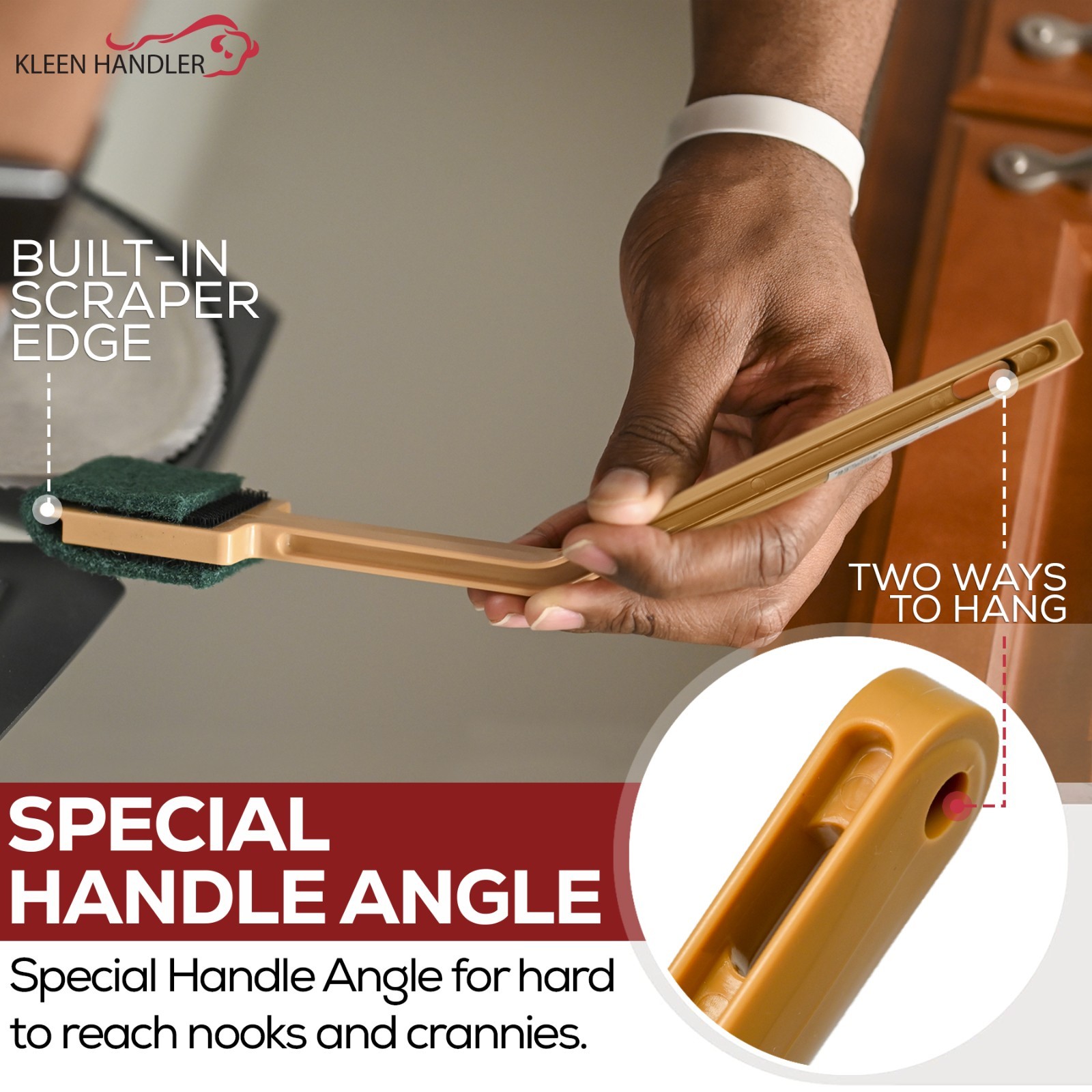 11″ Slicer Cleaning Tool Handle with 4 Scrubbing Pads