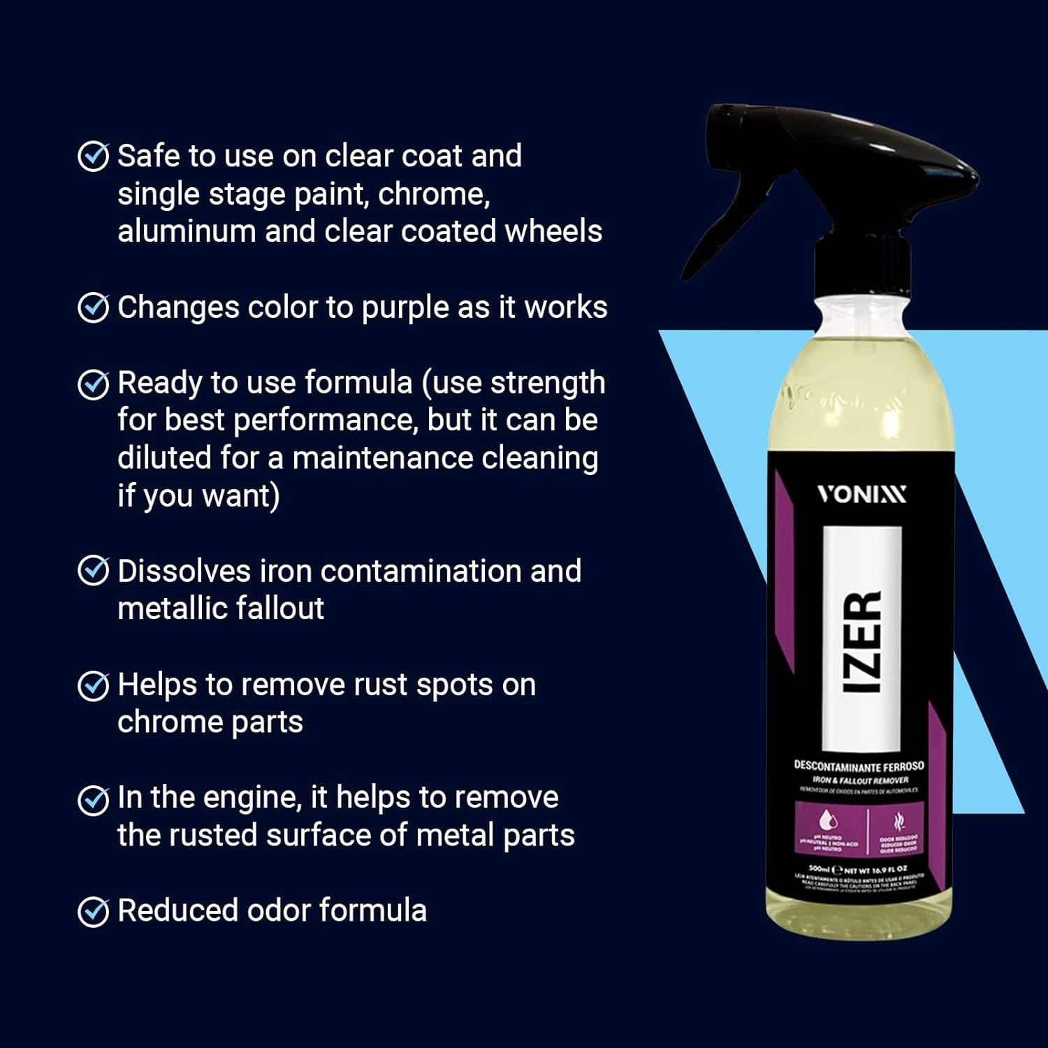 Vonixx Izer Iron Remover Spray Ph-Neutral, Non-Acidic Formula Easy Application