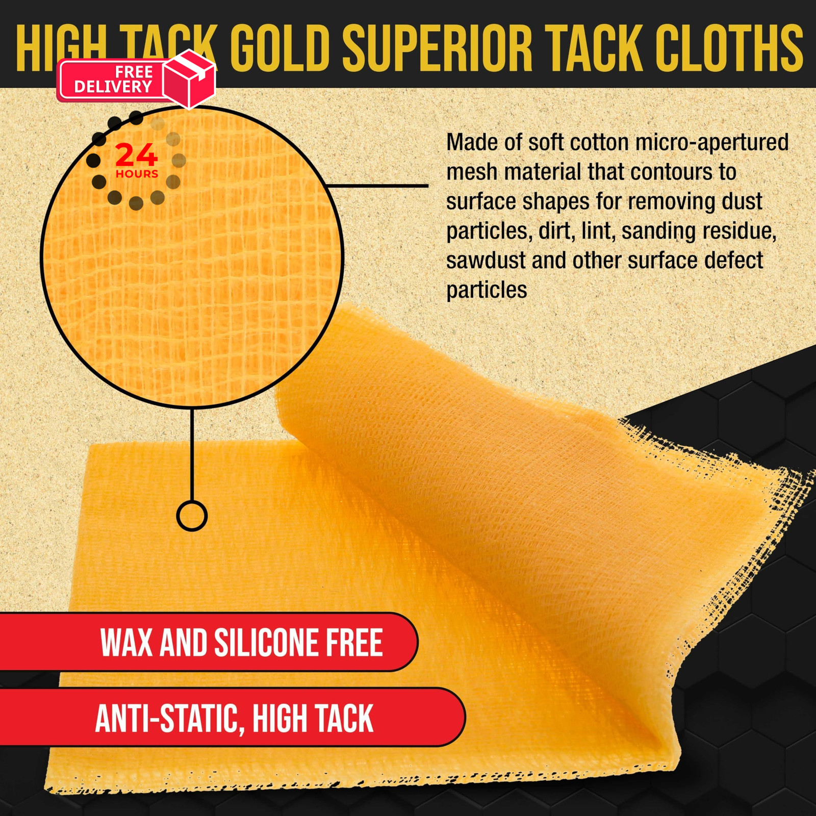 ProductionShop – High Tack Superior Gold Cloths, 18-inch x 36-inch,