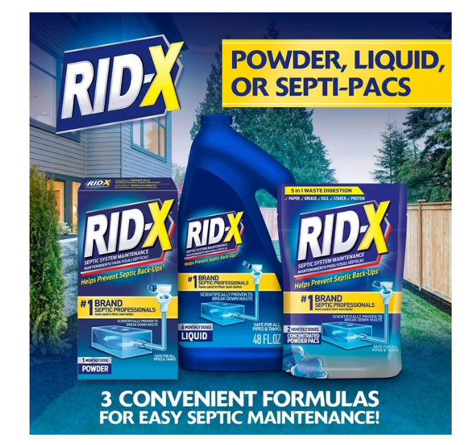 RID-X Septic Treatment, 5 Month Supply Of Powder, (49 oz.) Free Shipping RiDx