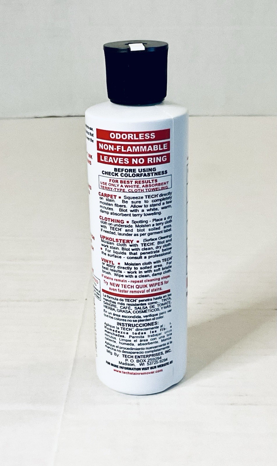 TECH STAIN REMOVER FOR STUBBORN STAINS SAFE TO USE 8 FL OZ