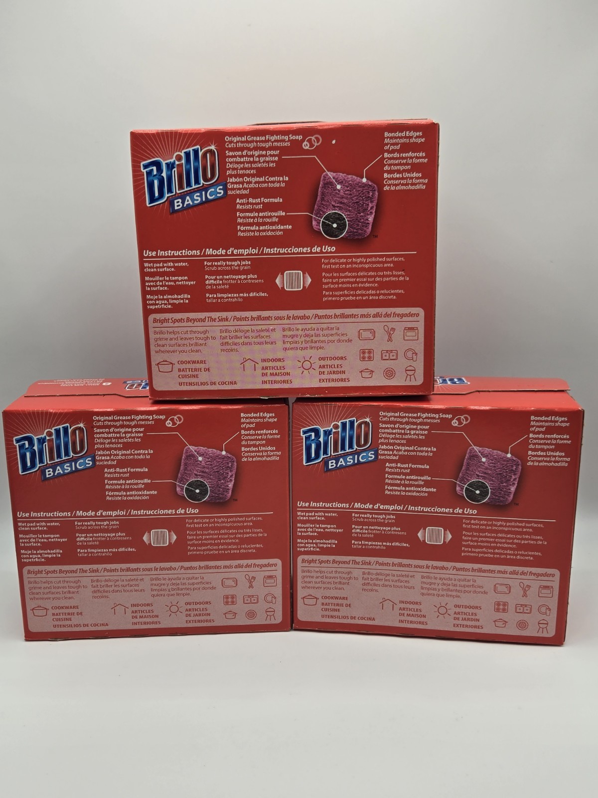 Brillo Basics Steel Wool Soap Pads – 8 Count Box – 3 Boxes (24 Soap Pads)