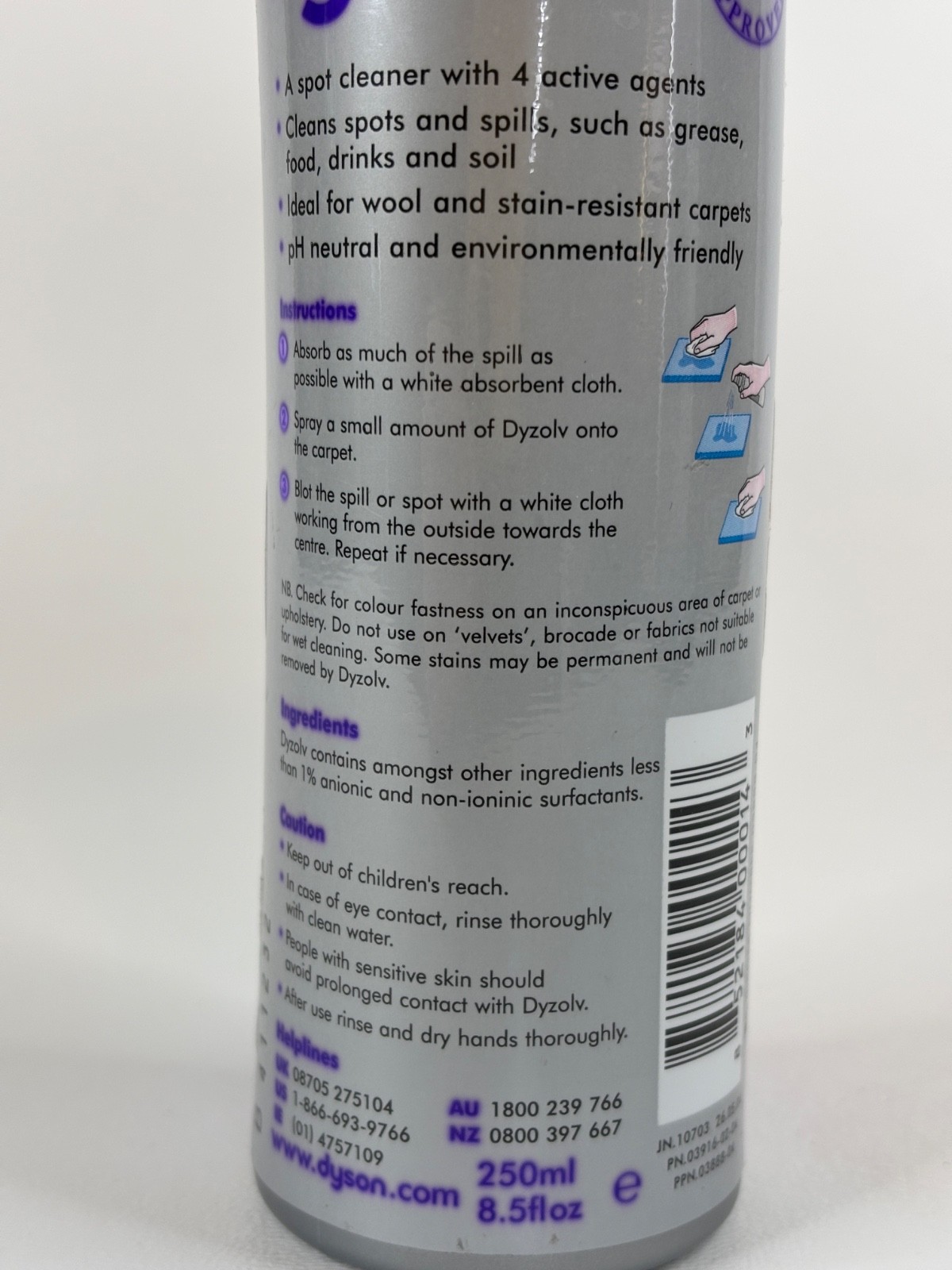 Dyson Zorb Carpet Maintenance Powder 26.5 oz & Spot Cleaner 8.5 oz NEW