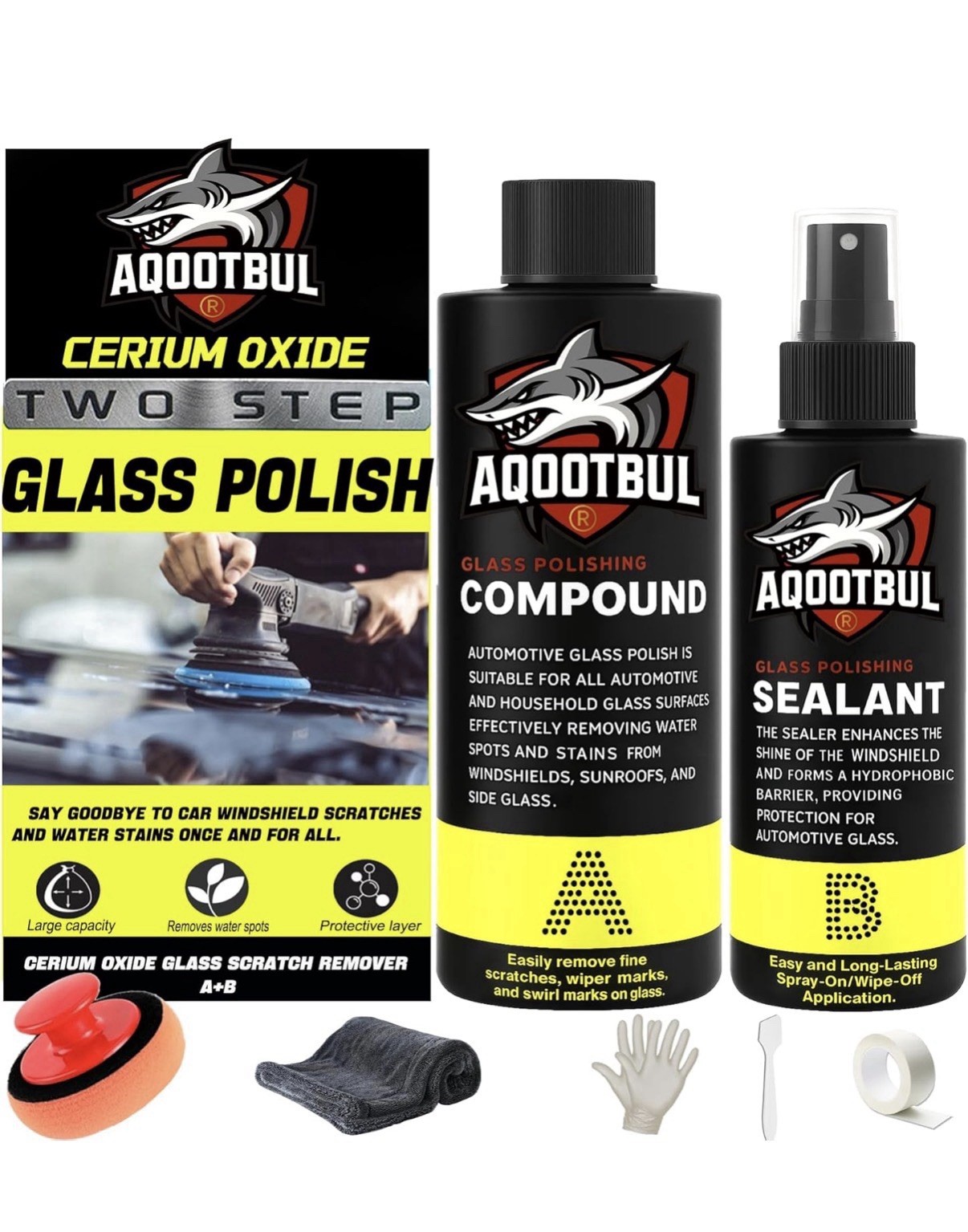 AQOOTBUL Cerium Oxide Glass Polish Kit Compound Sealant for Automotive