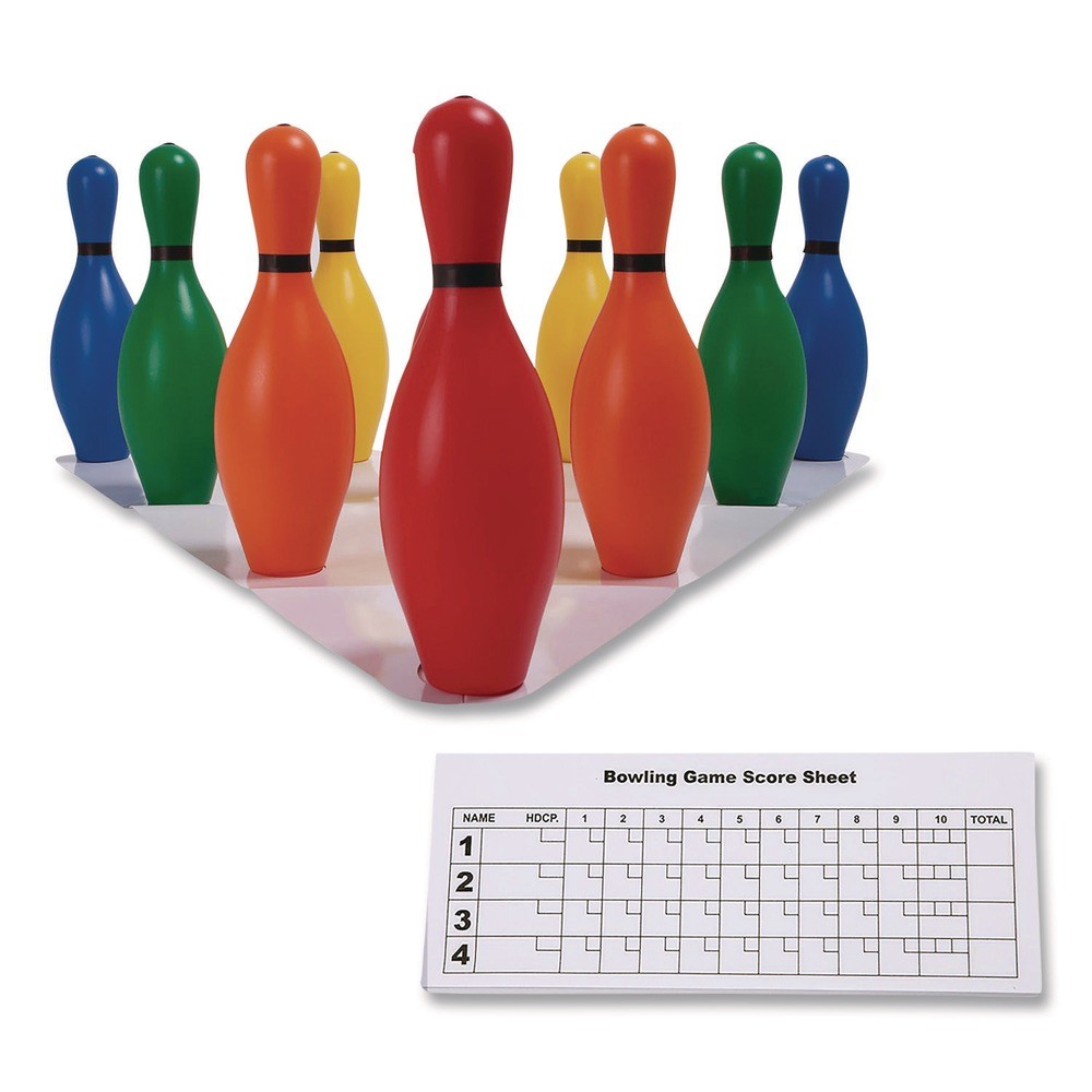 Champion Sports BP10CLR Plastic Bowling Pin Set – Assorted Colors (10/Set) New