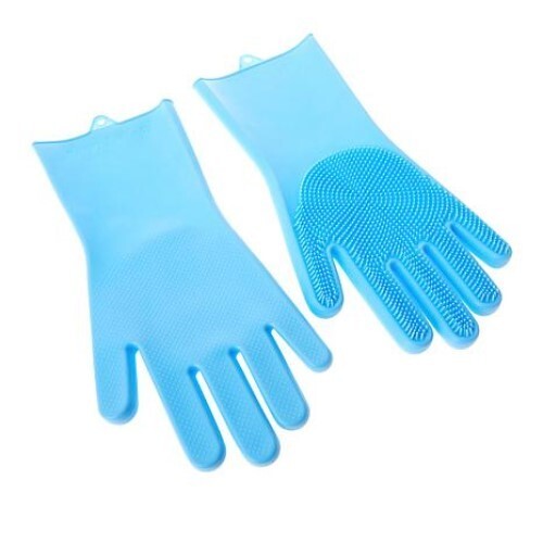 BEEKMAN 1802 Happy Place DISHWASHING Scrubber Gloves SMALL Blue NIP