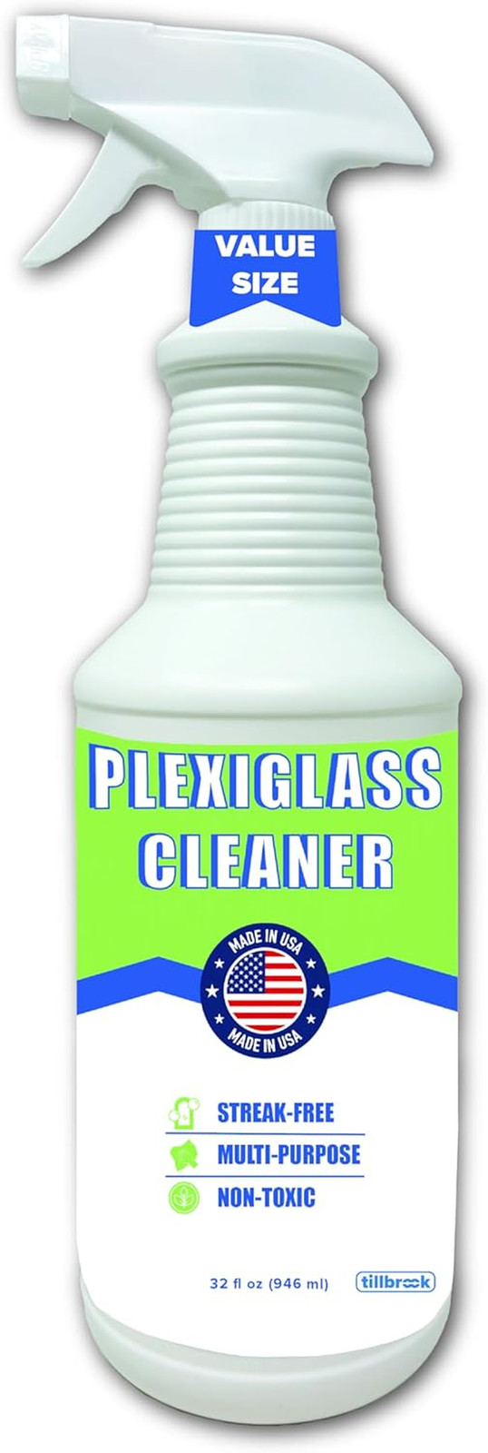 Tillbrook Plexiglass Cleaner – 32 Oz Acrylic Cleaner for Plexi Glass, Plastic, V
