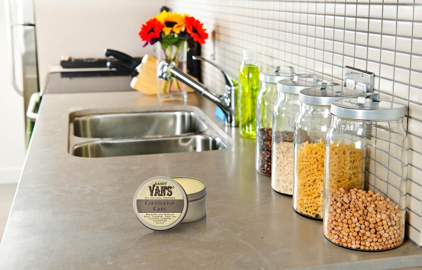 All Natural Beeswax Countertop Care for Soapstone, Slate, Concrete Composite a