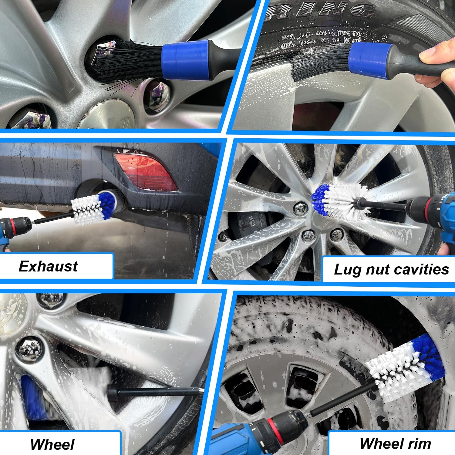 “Soft Drill Wheel Brush Kit for Rims, Tires, Engines – 2-Piece Cleaning Set”