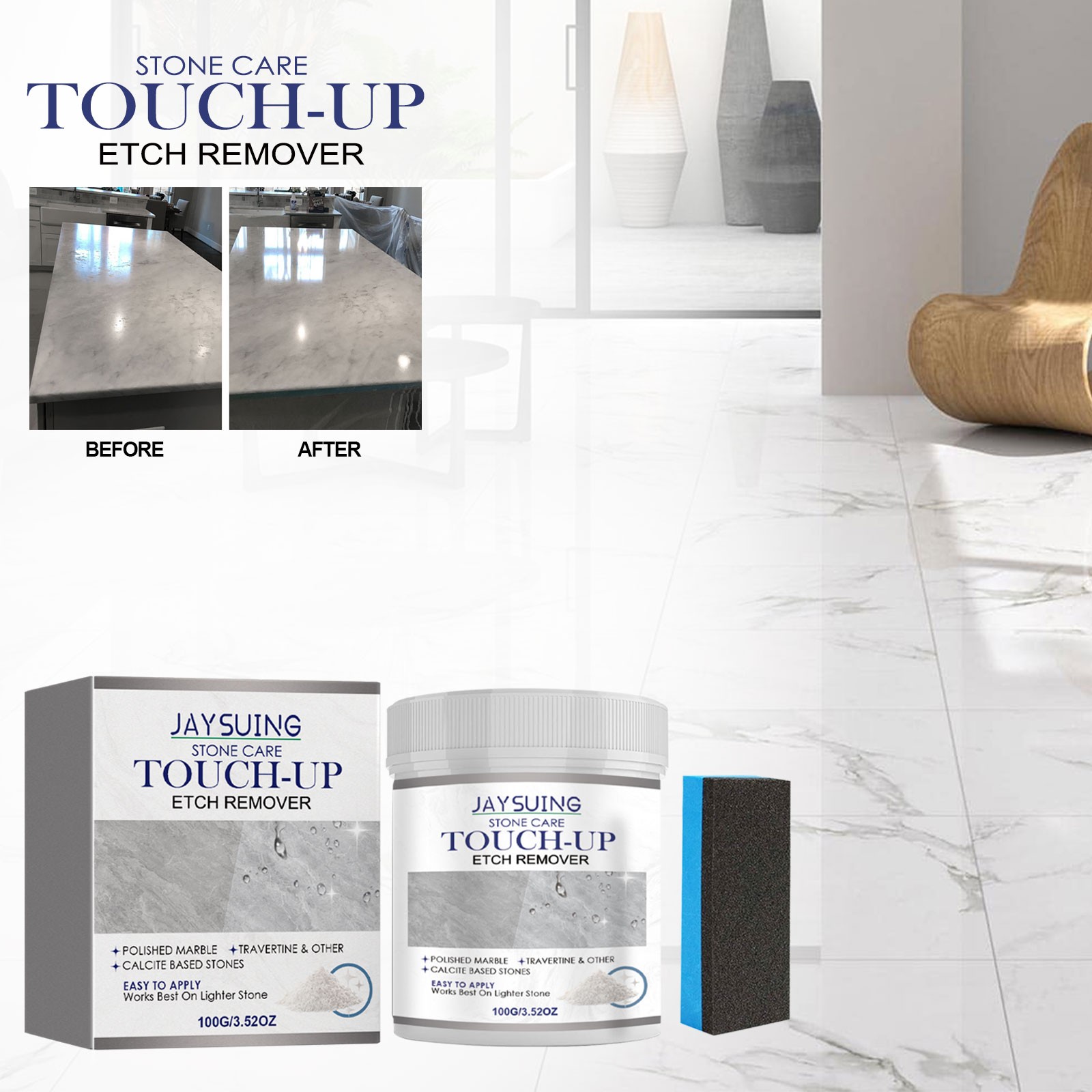 Marble Polish Powder Stone Countertop Tile Cleaner for Kitchen Stains