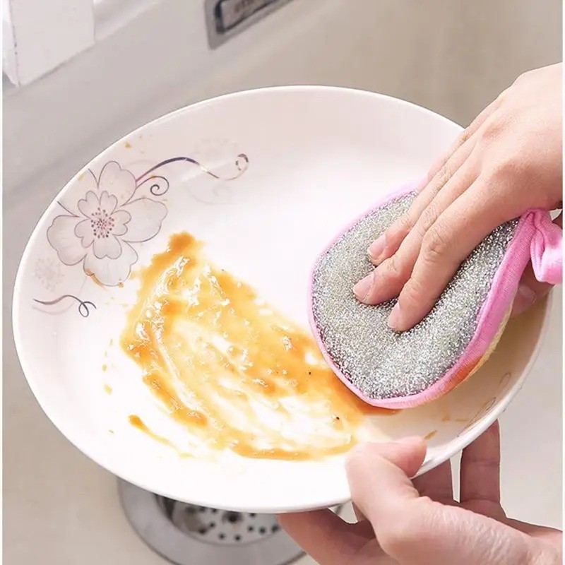 Double-Sided Scouring Pads Dish Pan Washing Sponge Kitchen Cleaning Tool