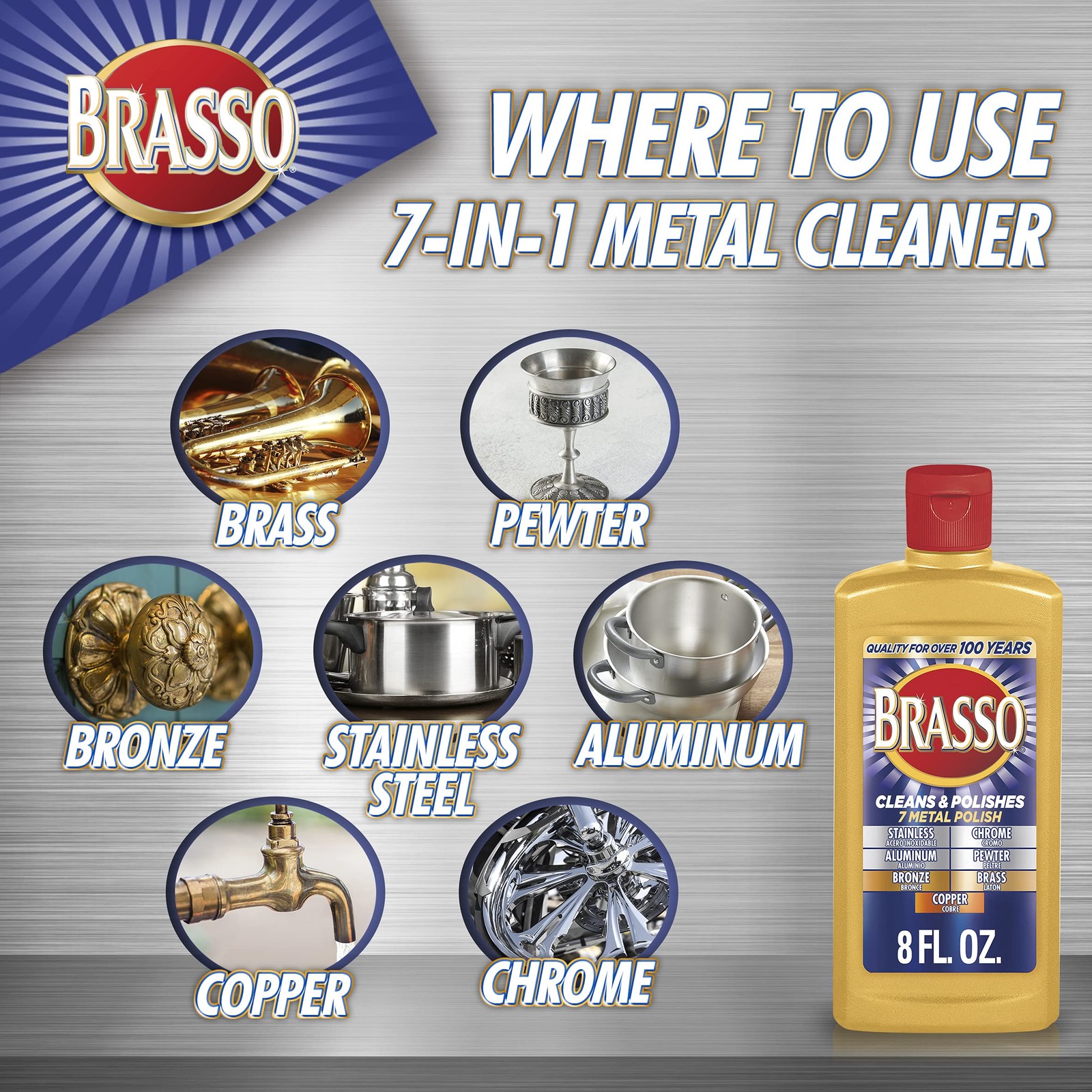 Brasso Multi-Purpose Metal Polish, 8 oz 8 Fl Oz (Pack of 1)
