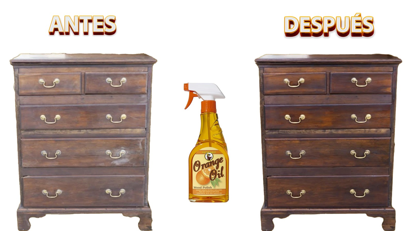 Orange Oil Wood Furniture Polish Revitalizes and Cleans Surfaces 16 oz Bottle