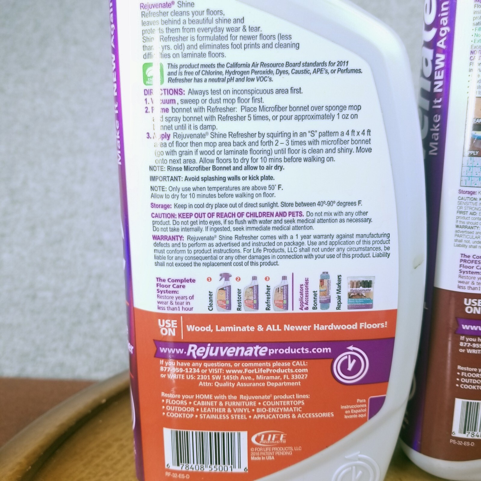 Rejuvenate Shine Refresher 3/4 Full & Floor Restorer 1/2 Full Lot 2 Bottle *see