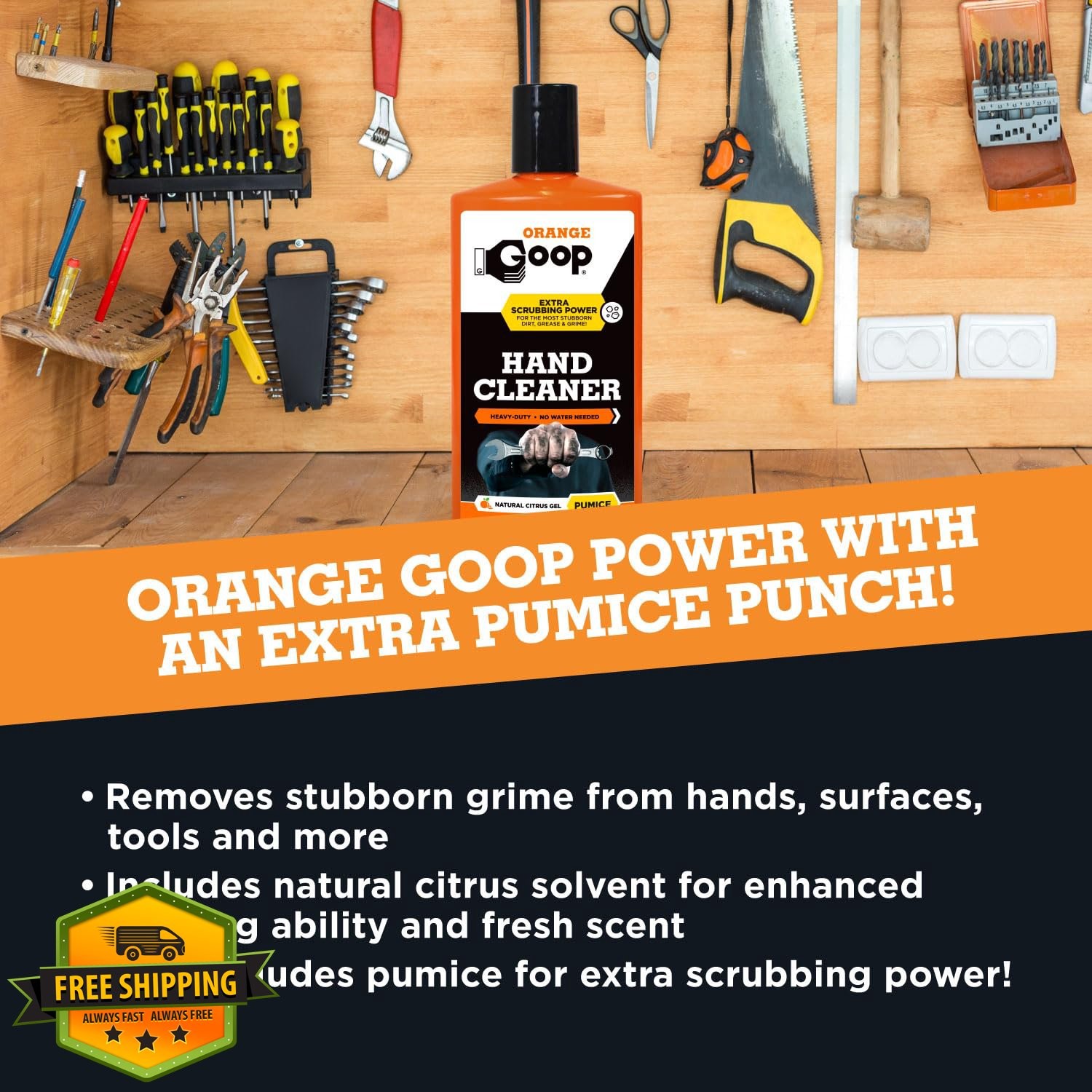 GOOP Orange Liquid Hand Cleaner Pumice 16 oz Flip Top Bottle 2 Pack